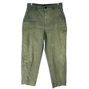 GAP Green Barrel Khaki High Rise Distressed Casual To Ankle Jeans Pants Size 10
